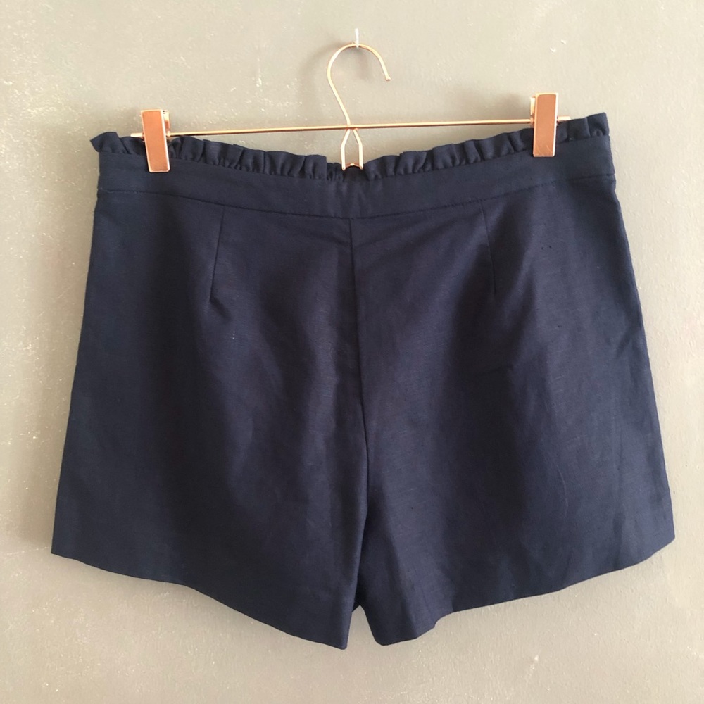 Hi Rise JCrew Linen Shorts with Ruffle Detail - Picture 2 of 5